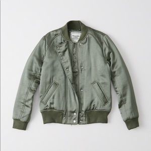 Abercrombie&fitch Women Satin Bomber Jacket Green